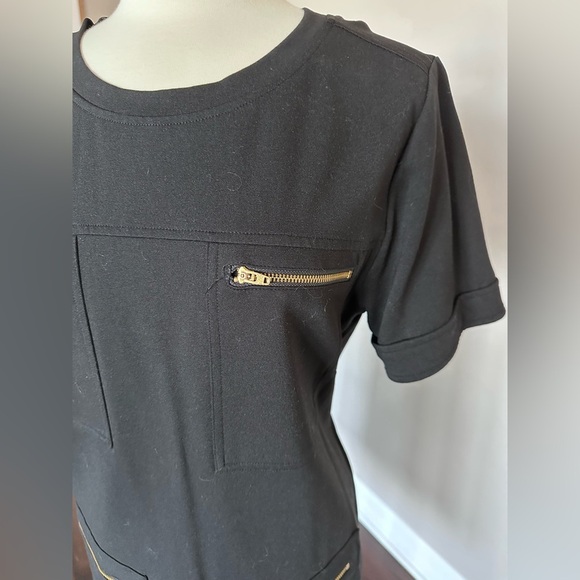 J. Crew Pocket Midi Dress Sheath Gold Zipper Career Business Casual Black W's 14 - Picture 7 of 12